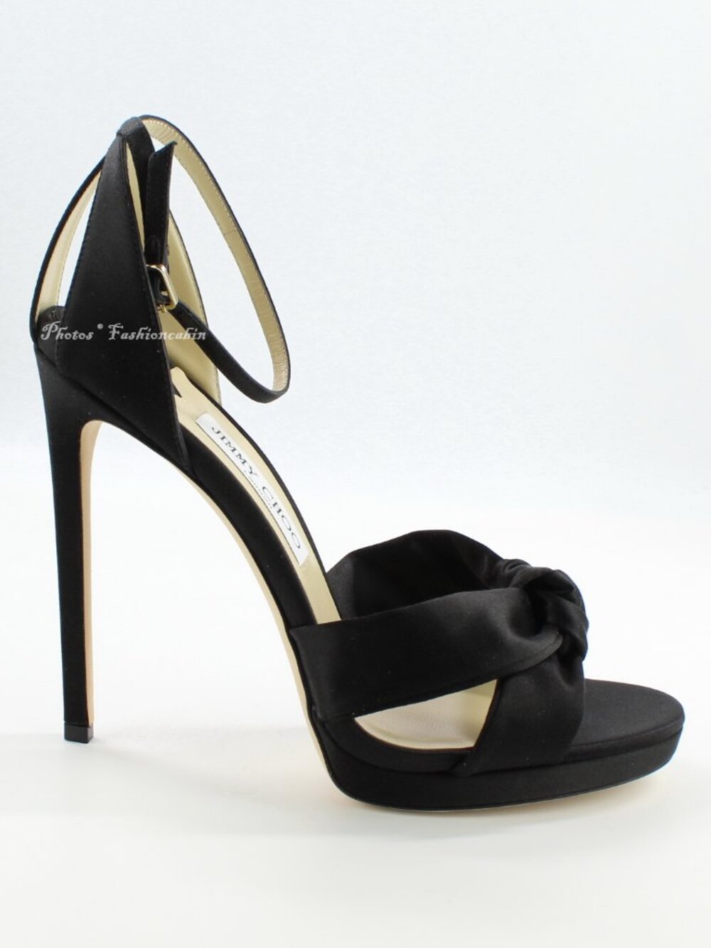 NEW JIMMY CHOO Rosie 120 Knotted Satin Sandals, Black, EUR 41 - Picture 4 of 16